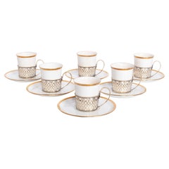 Shelley China Demitasse Cups Saucers Sterling Silver Mappin Webb Birmingham 1919