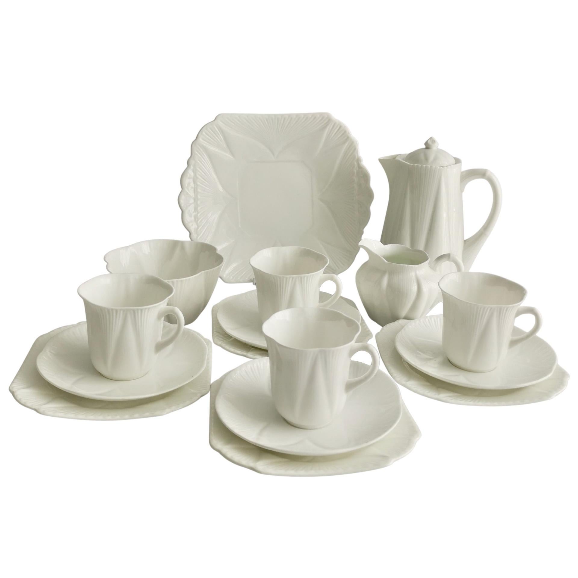 Shelley "Dainty White" Porcelain Coffee Service, Art Nouveau, 1926-1940