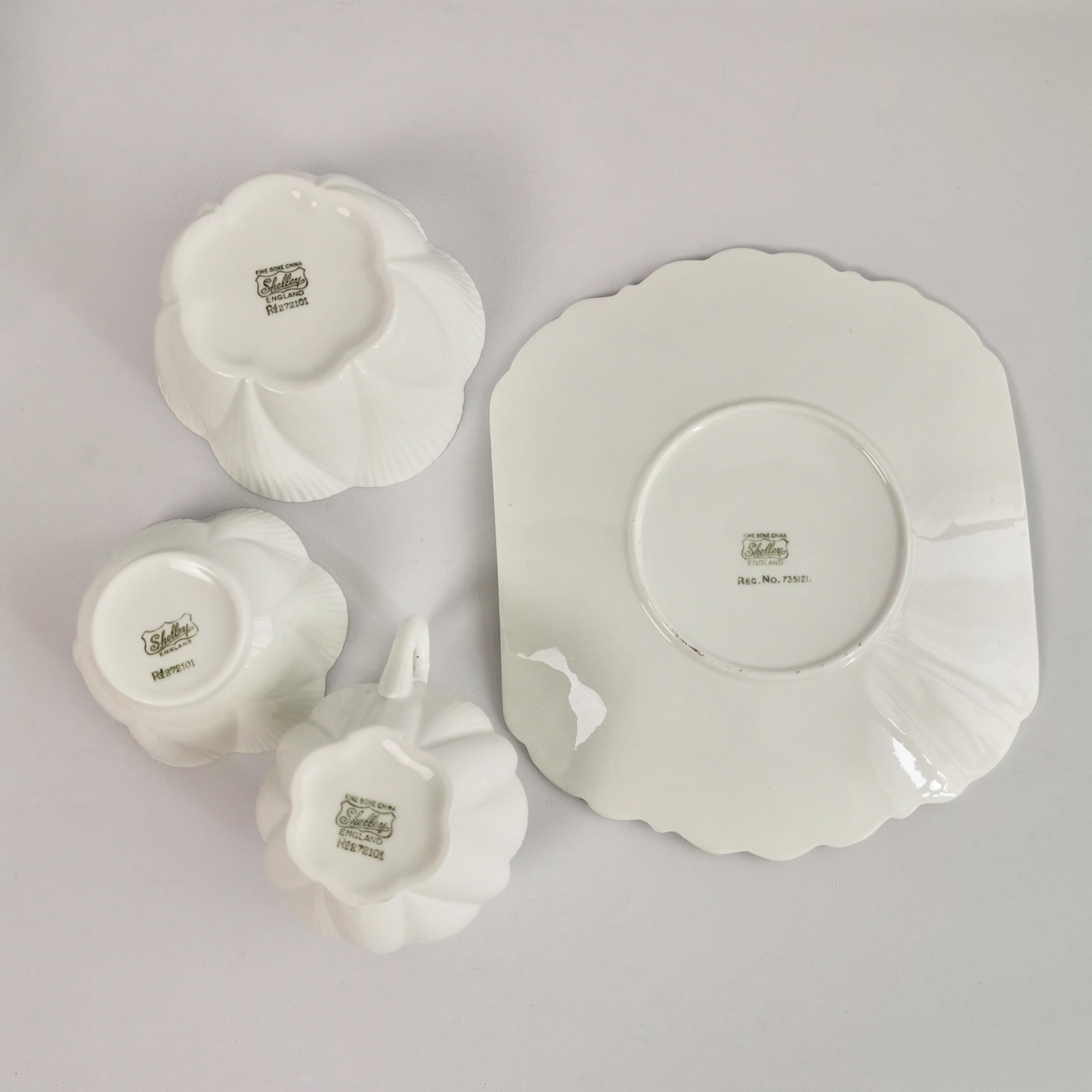 Shelley Dainty White Porcelain Tea Service for Six, Early 20th C 7
