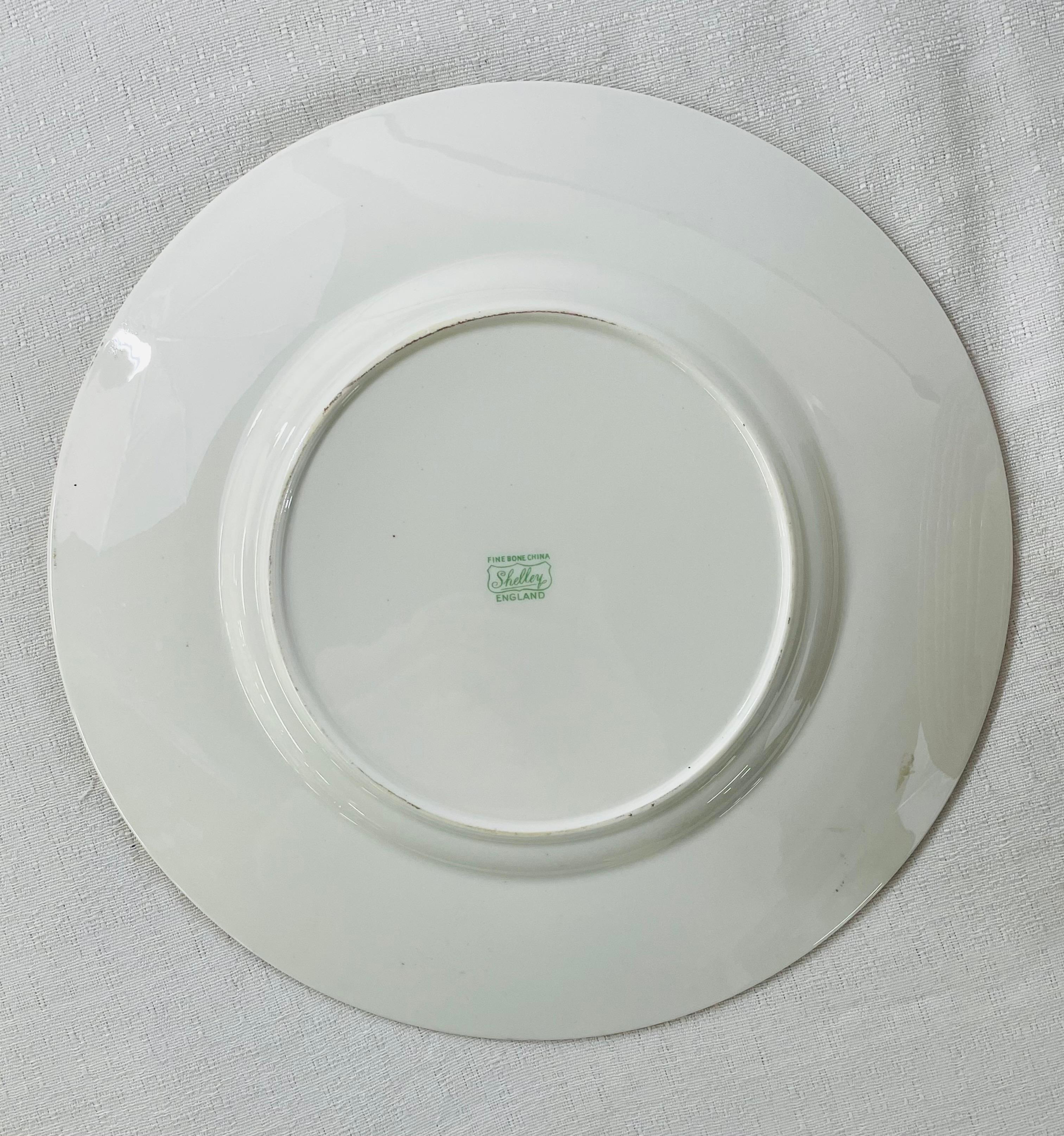 20th Century Shelley Dining Plates with Gold Trim, Set of 12