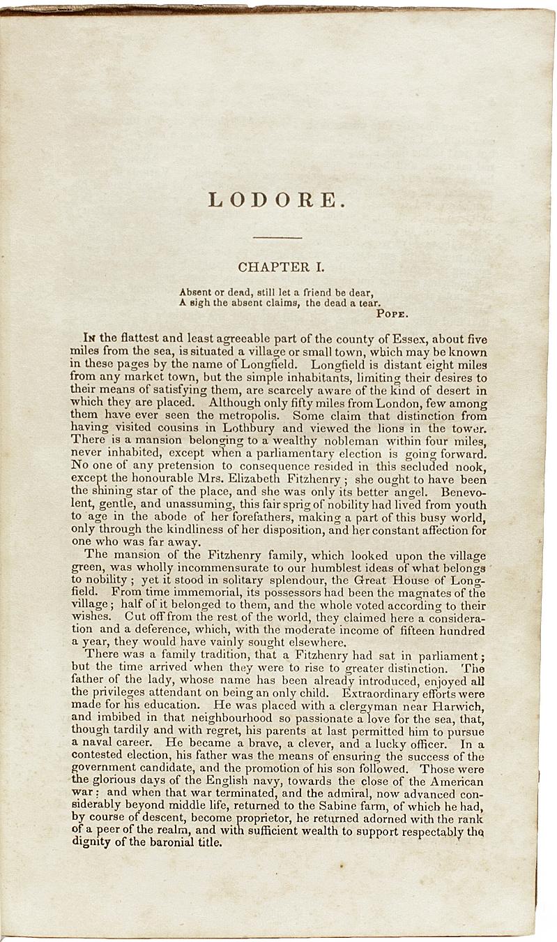 SHELLEY, Mary. Lodore - Première Édition AMÉRICAINE - 1835 Bon état - En vente à Hillsborough, NJ