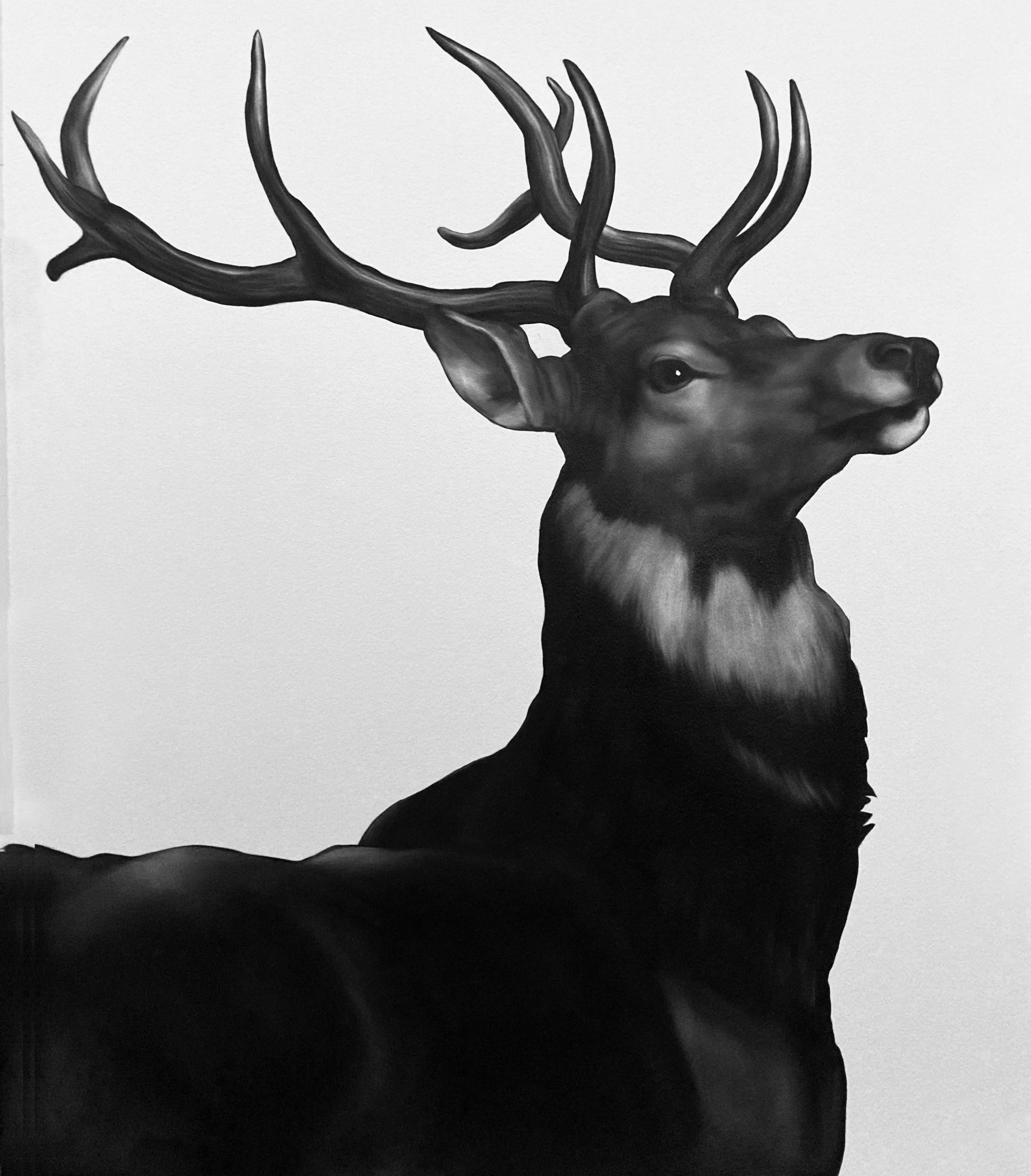 Shelley Reed Animal Painting – Hirsch III (Nach dem Landwirt)