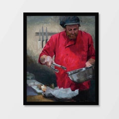 "Chef Andrew" - Impressionist Male Portrait, Oil Painting on Panel