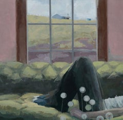 "Rincón de tu canción de amor" de Shelli Langdale, pintura al óleo de caballo con niña