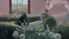 "Rincón de tu canción de amor" de Shelli Langdale, pintura al óleo de caballo con niña