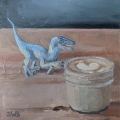 "Cortado with Dinosaur" Oil Painting 