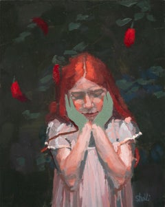 « Girl with Peppers » de Shelli Langdale, peinture à l'huile 