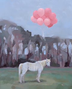 "Istruzioni per lasciare il prato" - Pittura a olio surrealista su pannello