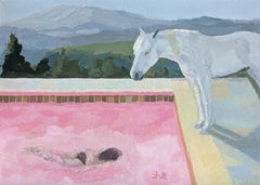 "Portrait d'un Cheval (Pool with Two Figures)" - Peinture à l'huile