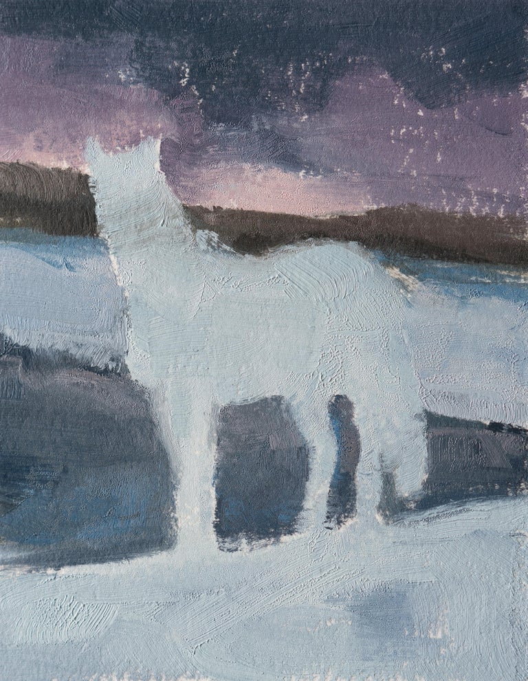 Shelli Langdale Animal Painting - "The Smell of Snow (study 1)" Oil Painting