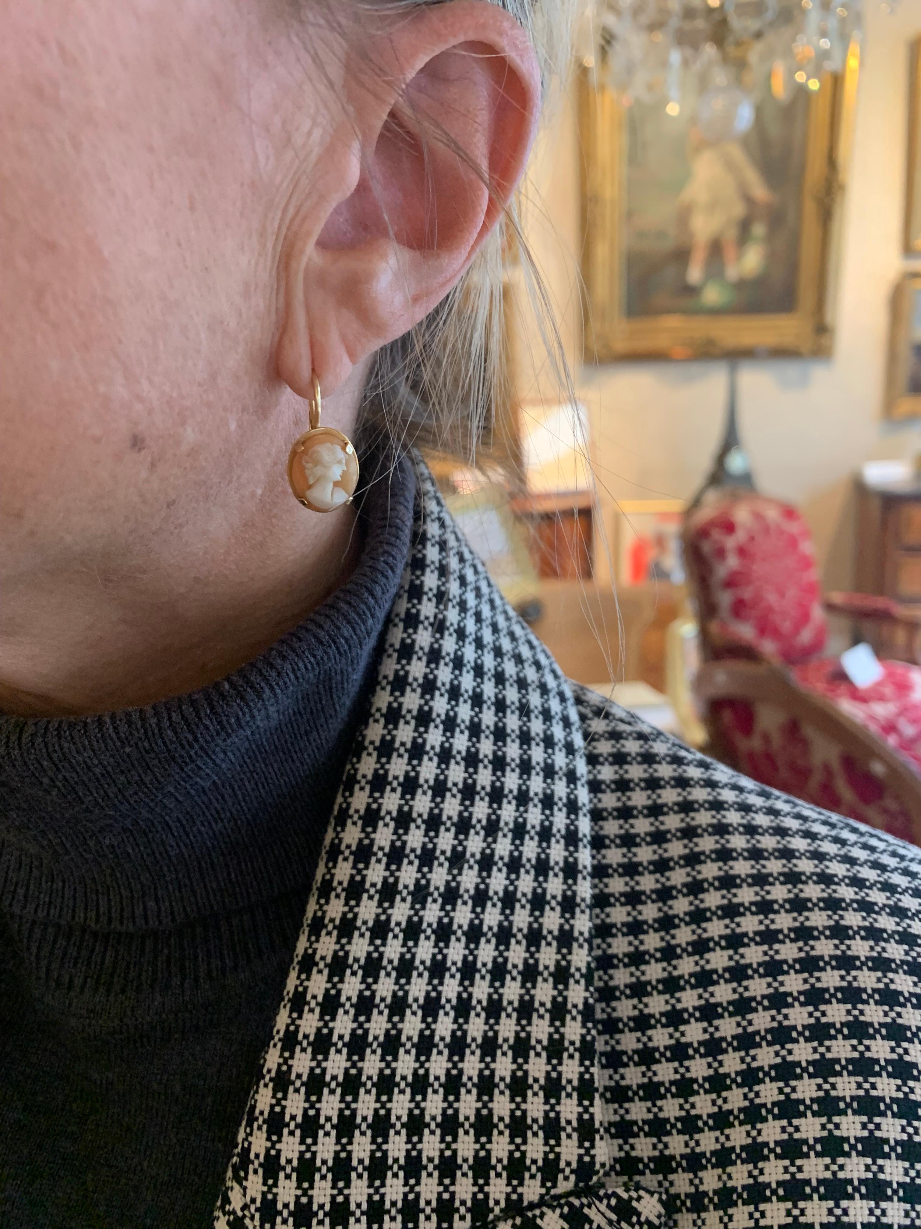gold shell drop earrings