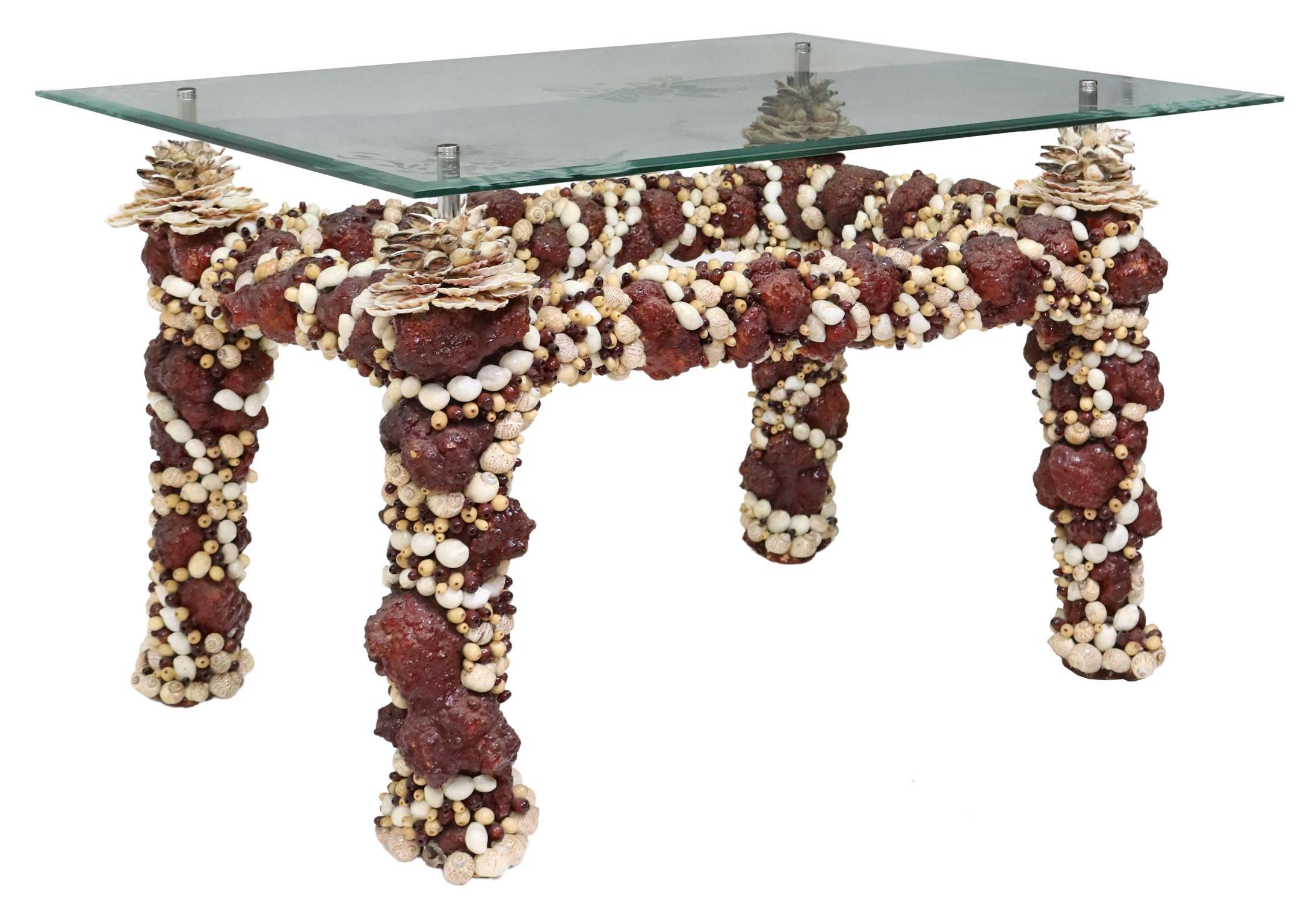 Modern Shellwork decorated side table, in the manner of Anthony Redmile  For Sale