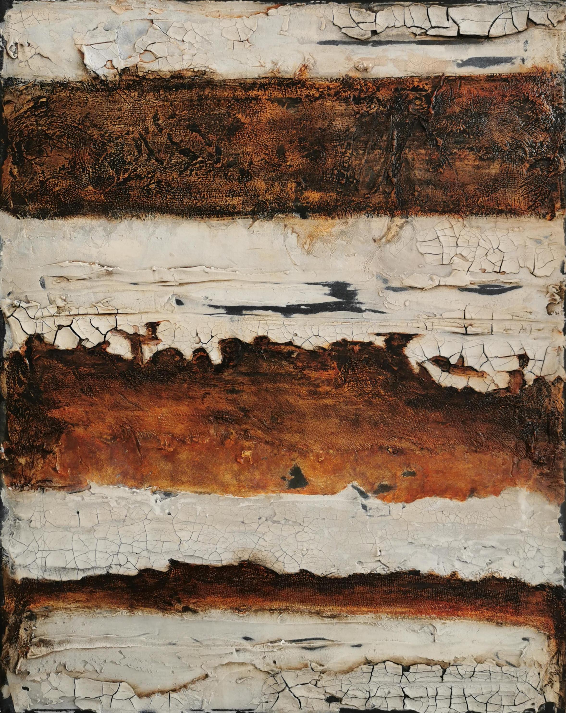 Abstract Painting Shelly Cook - Profondeurs cachées : Peinture abstraite contemporaine en techniques mixtes