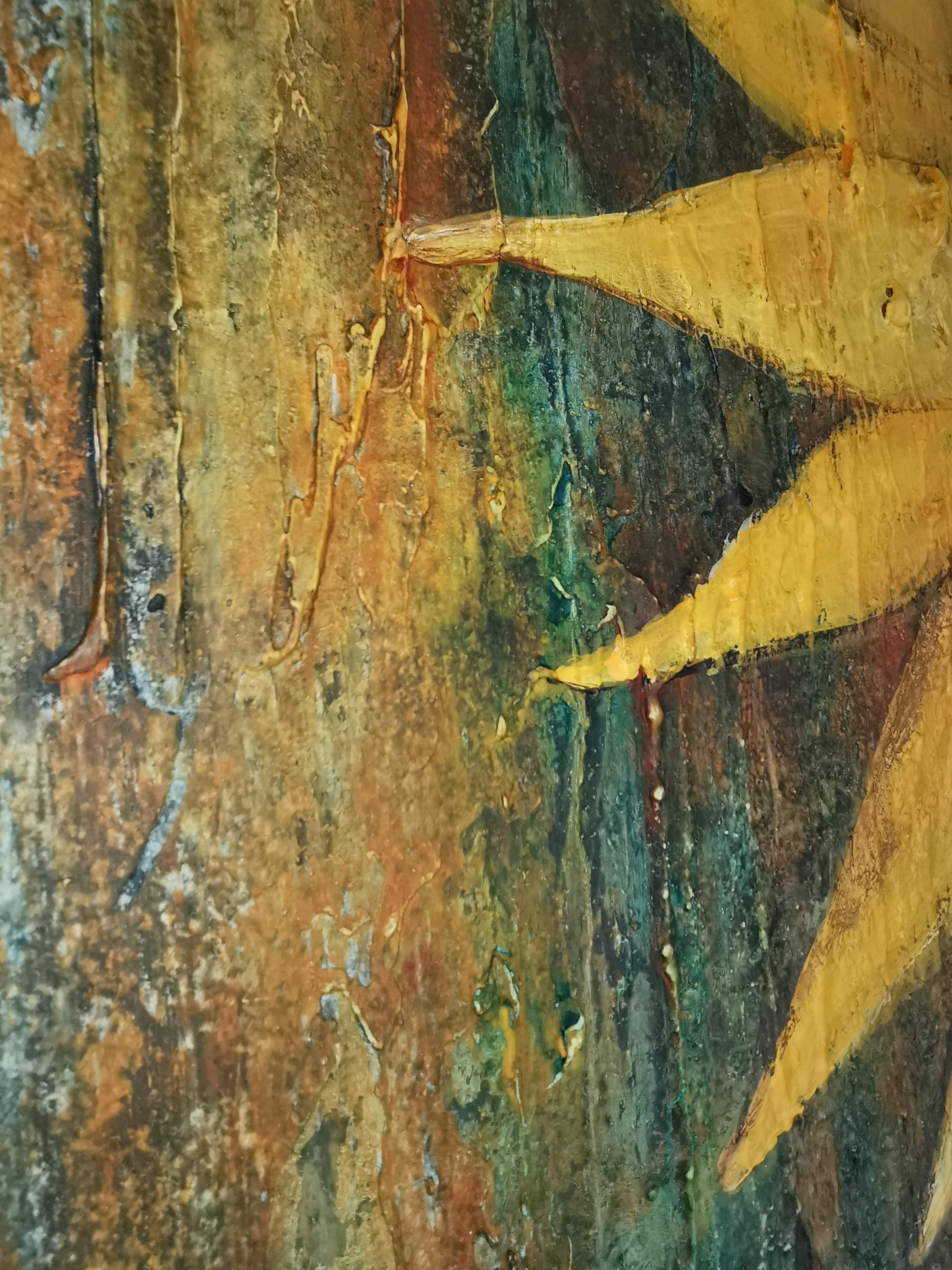 Girasoles oxidados: Pintura Abstracta Contemporánea en Técnica Mixta en venta 1