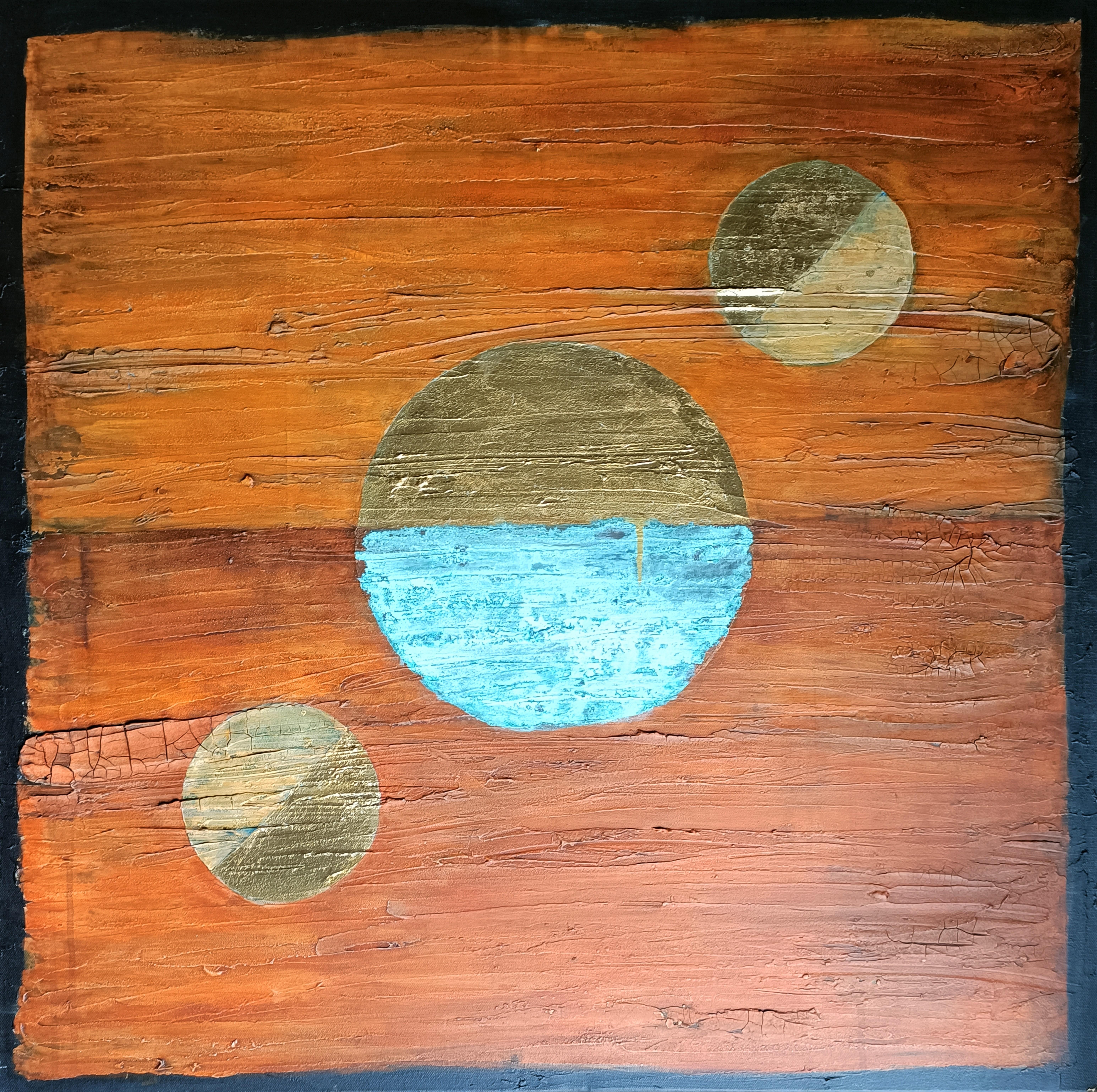 Sonnenflecken: Zeitgenössische abstrakte Mixed-Media-Malerei – Mixed Media Art von Shelly Cook