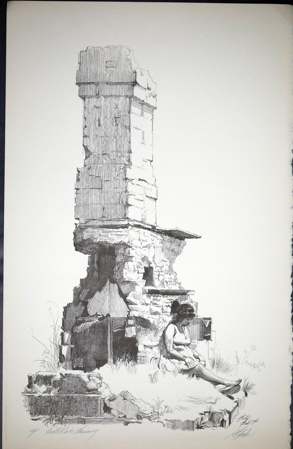 Portrait Print Shelly Fink - Cheminée de la ruine du moulin