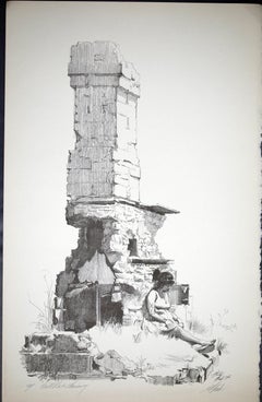 Vintage Mill Ruin Chimney