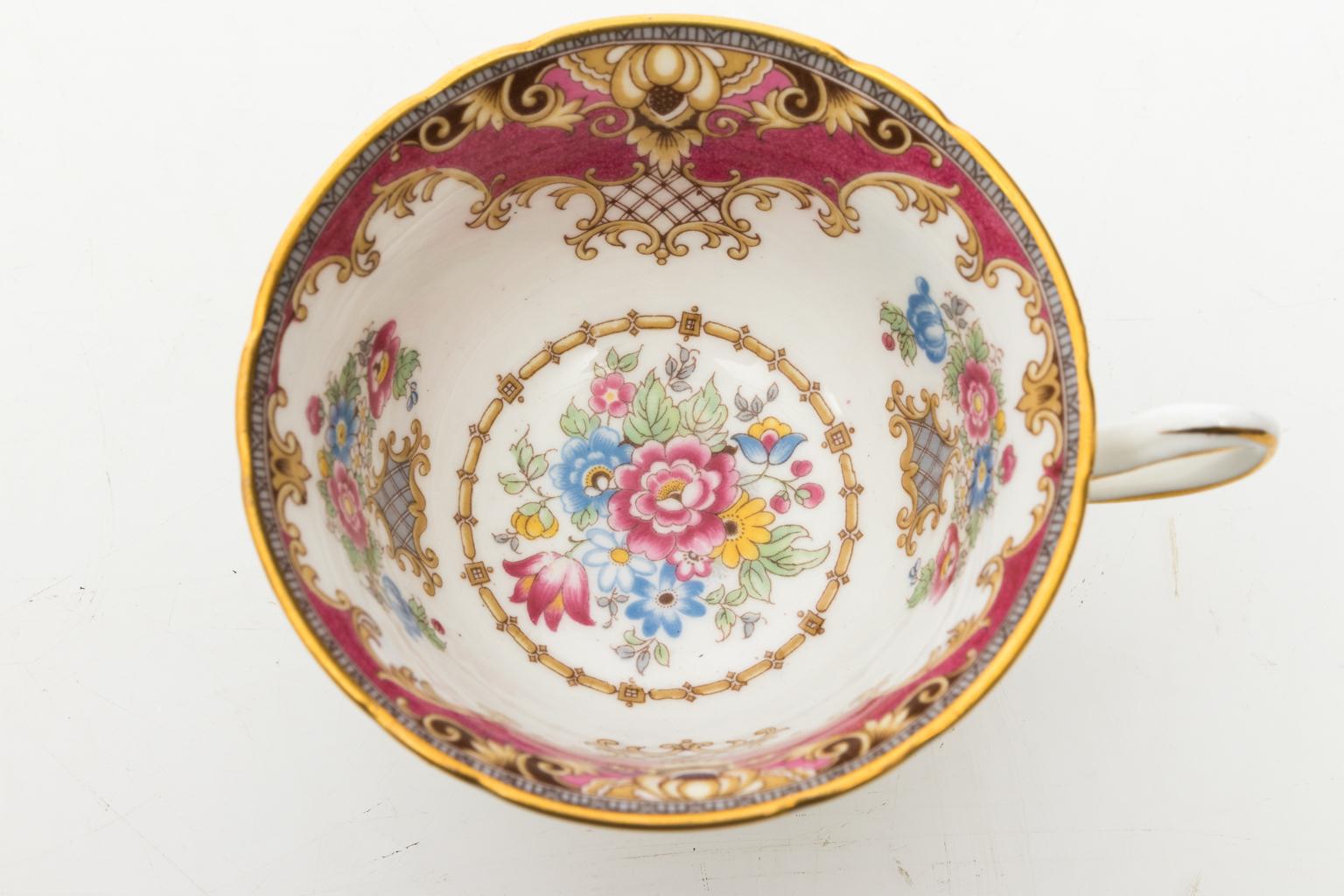 Shelly Sheraton Pattern English Footed Teacup and Saucer 1