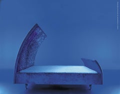 Shelter Double Bed in Polyurethane, Steel, Luminex Fabrics and Wood