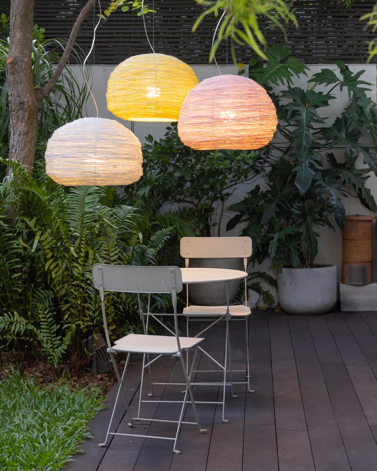 Contemporary Shelter pendant by Ango, Hand-Woven Semi-Outdoor Pendant Light  For Sale