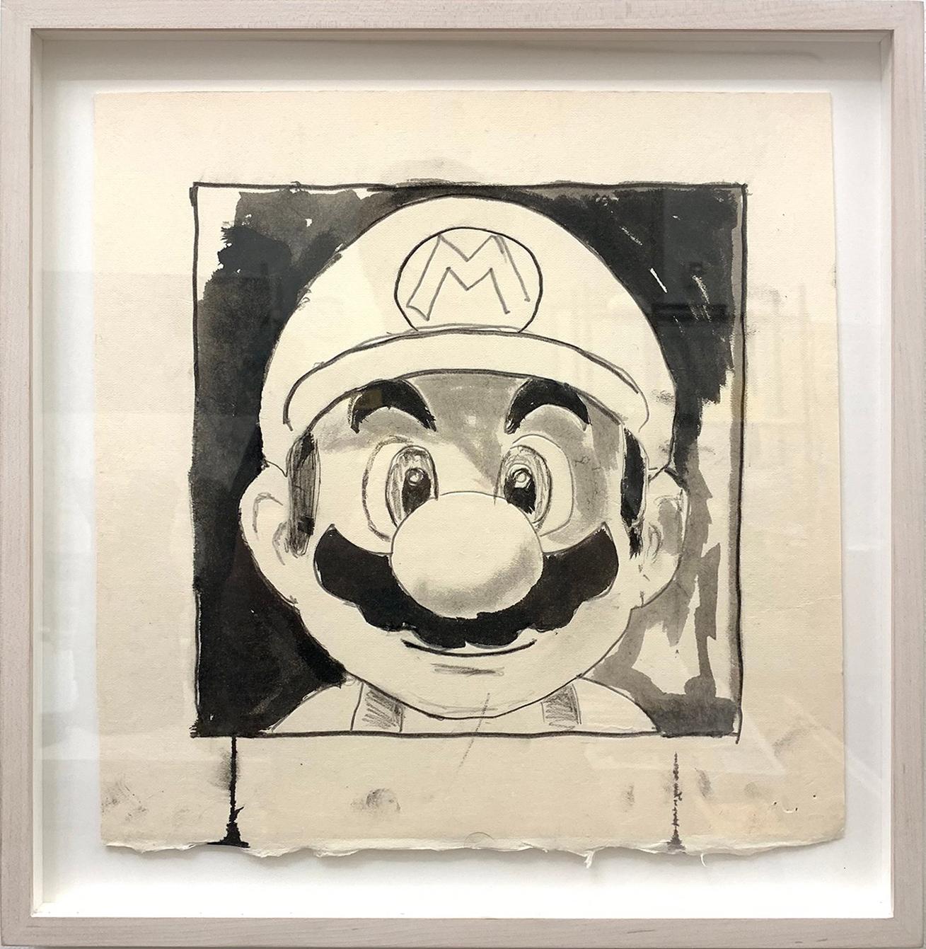 Mario (Grin), 2018, Ink and pencil on paper, black and white, by Shelter Serra