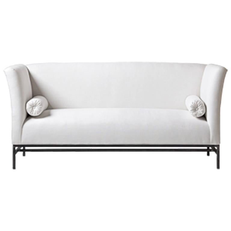 Contemporary Linen Sofa with Iron Base For Sale at 1stDibs linen