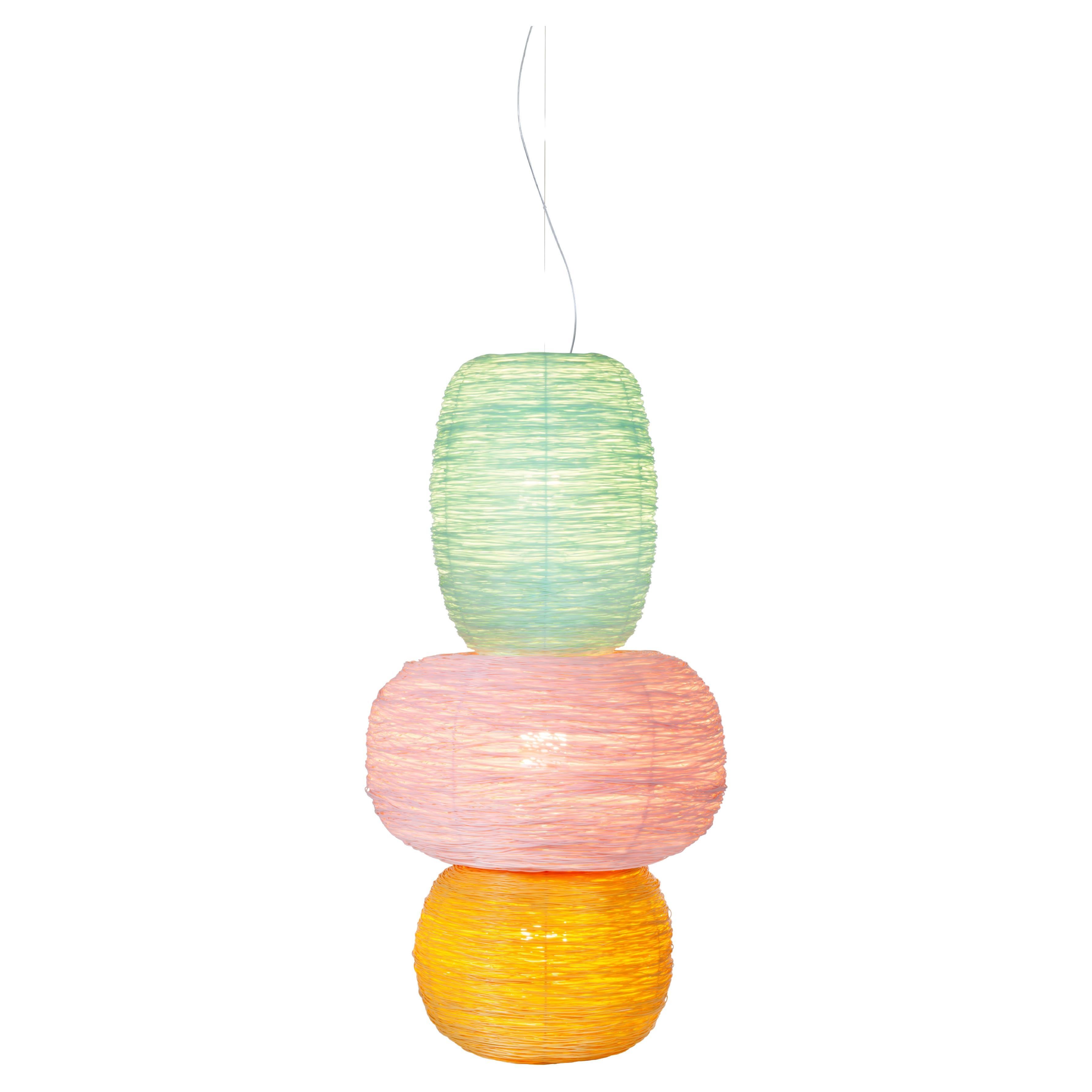 Shelter Suspension 3 by Ango, Hand Woven Pendant Light In Three Colours  For Sale