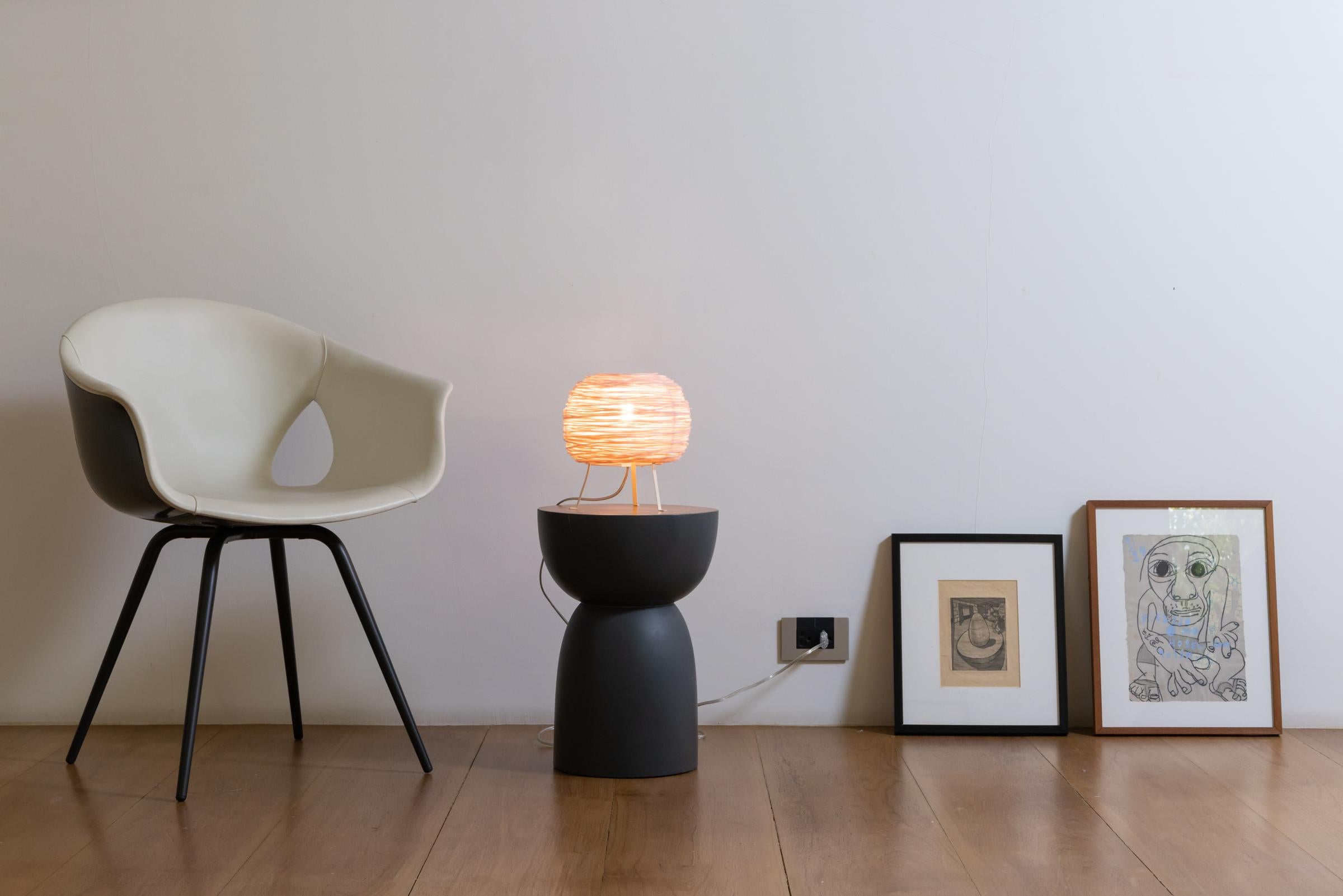 Thai Shelter Table by Ango – Hand-woven table light in recycled coloured plastic. For Sale