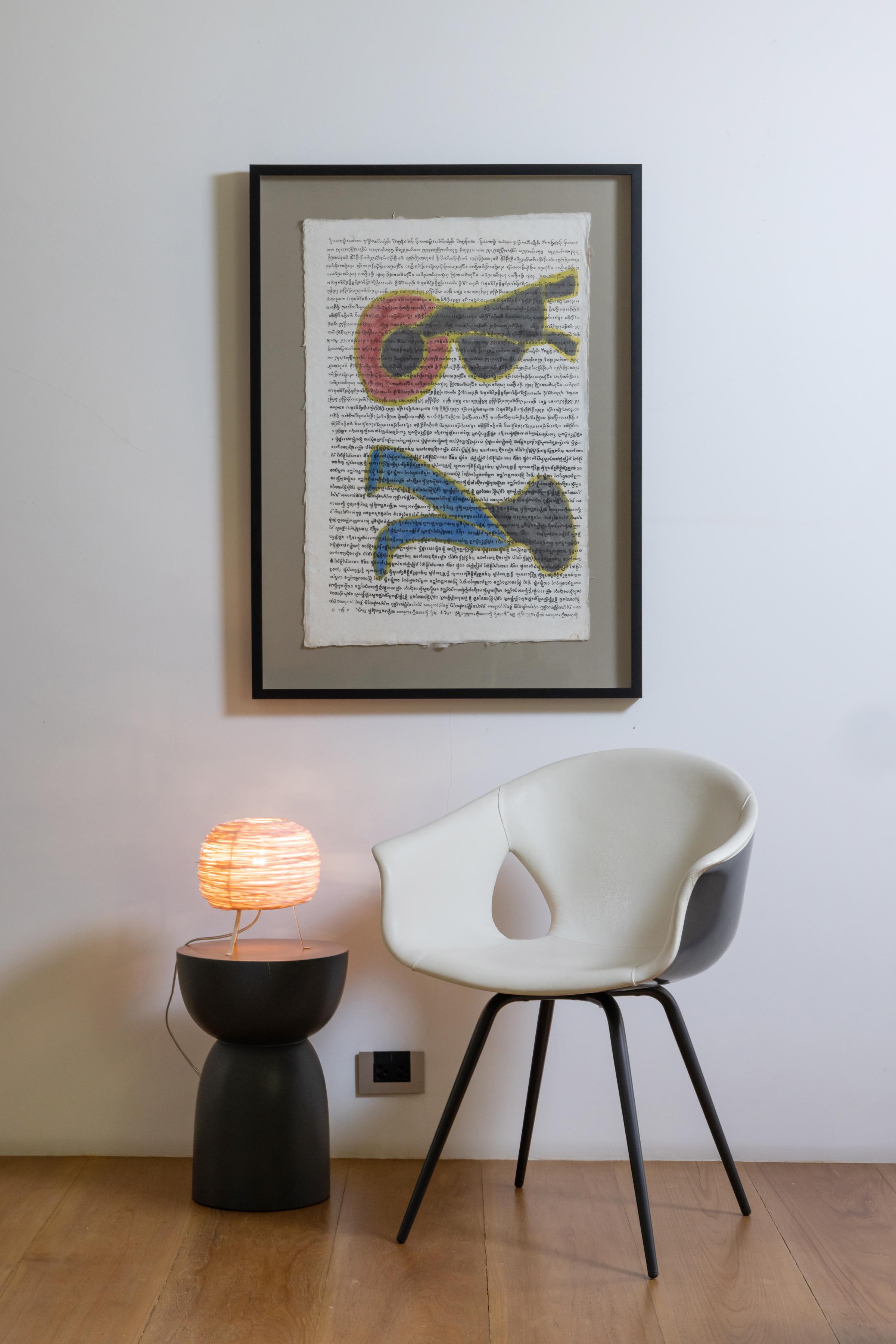 Hand-Woven Shelter Table by Ango – Hand-woven table light in recycled coloured plastic. For Sale