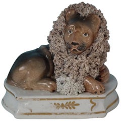 Shelton Staffordshire Lion with Lamb Figure