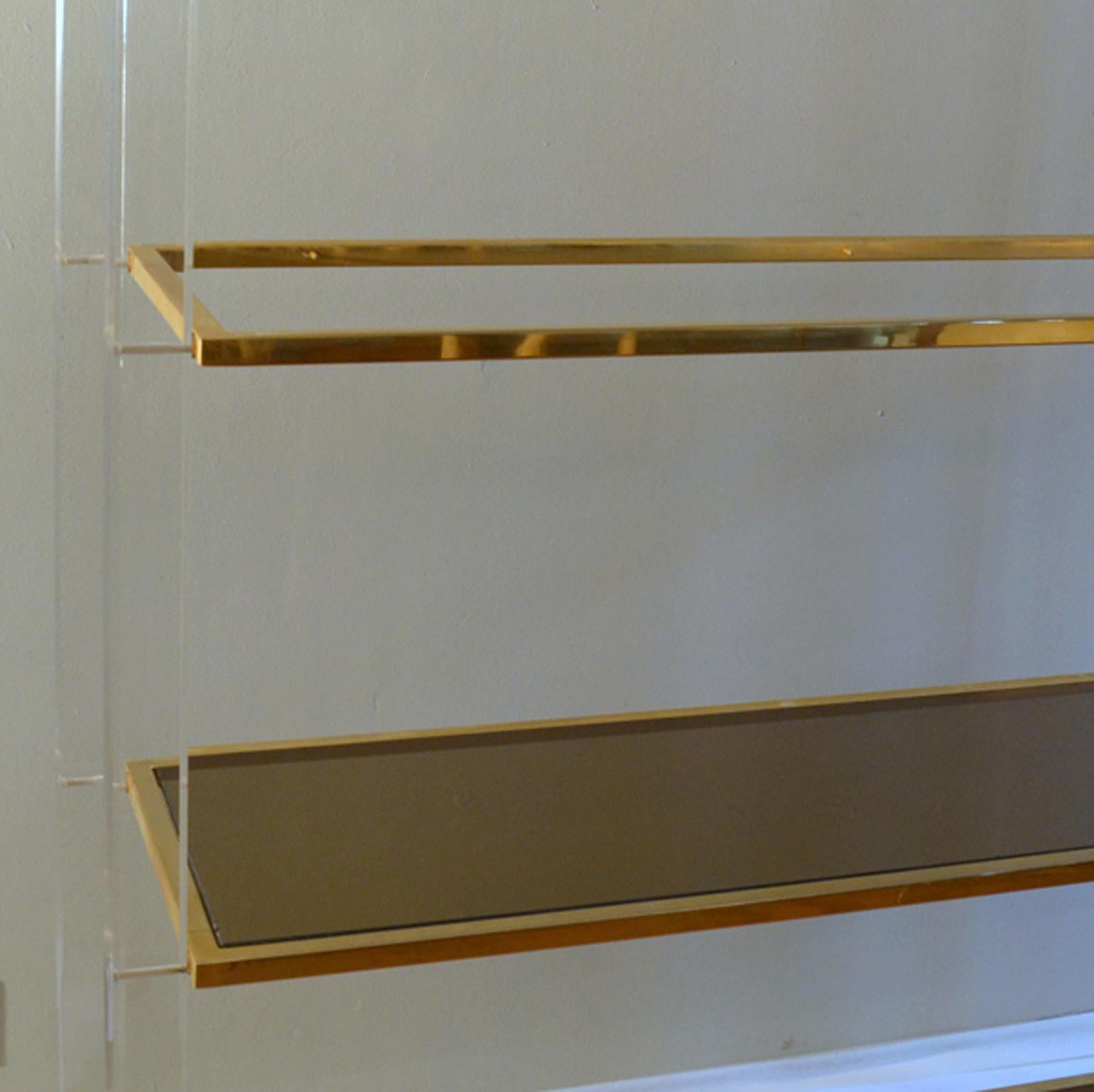 Shelving or Vitrine in Lucite, Glass and Brass by Charles Hollis Jones, 1960s 10