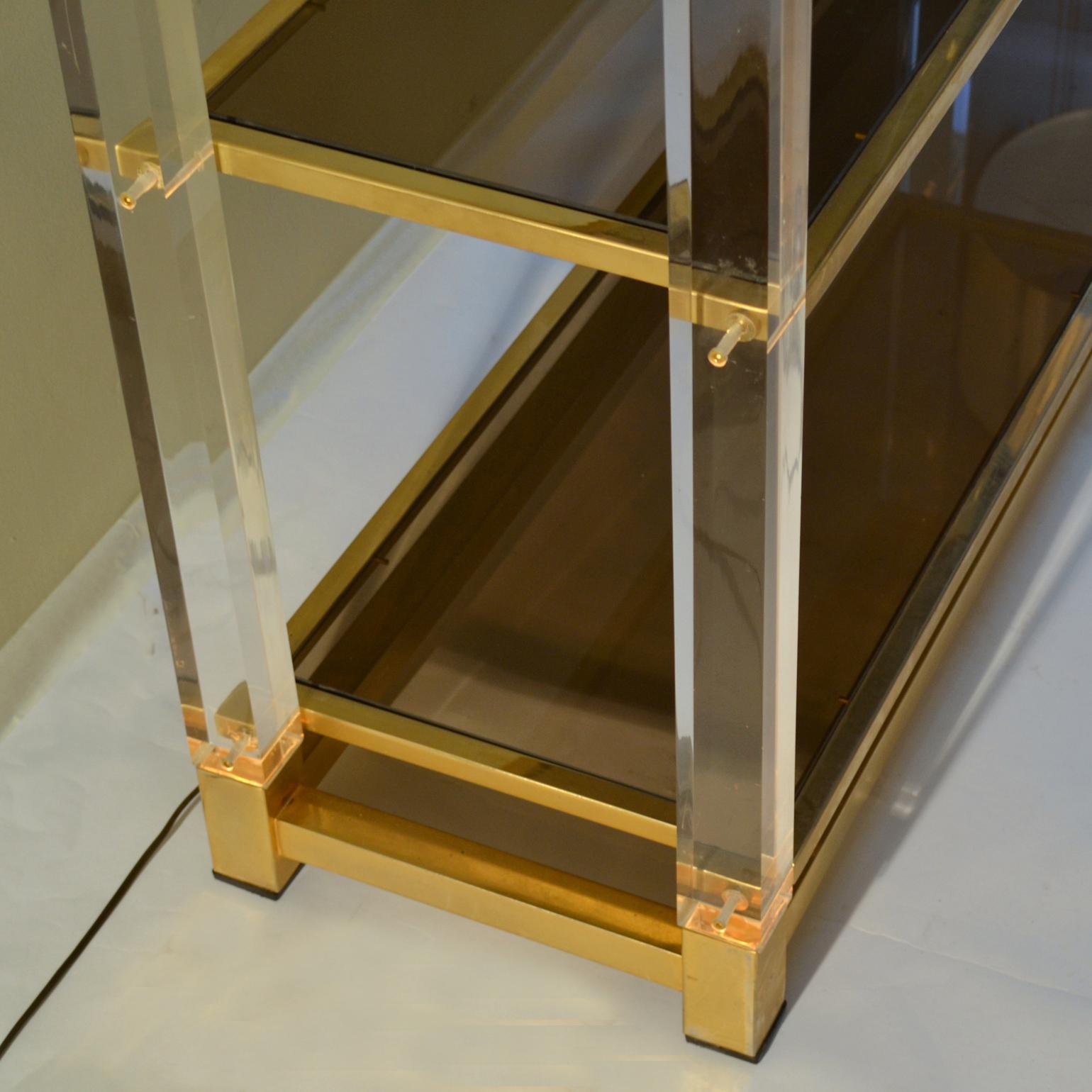 Mid-20th Century Shelving or Vitrine in Lucite, Glass and Brass by Charles Hollis Jones, 1960s