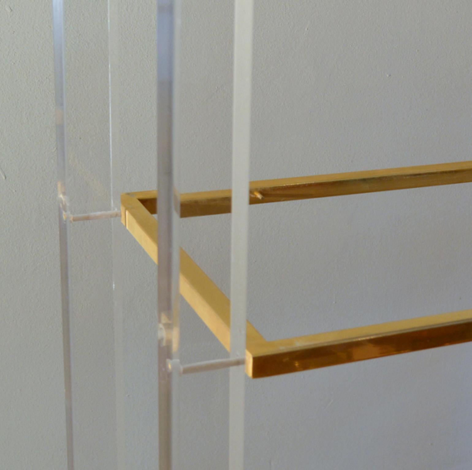 Shelving or Vitrine in Lucite, Glass and Brass by Charles Hollis Jones, 1960s 5
