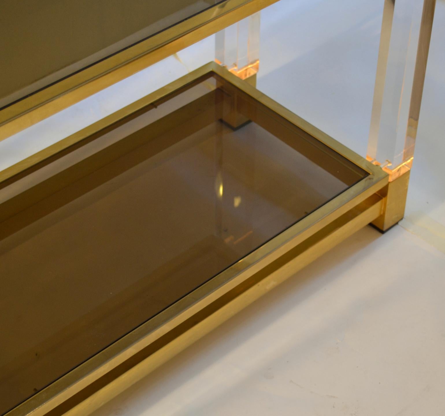 Shelving or Vitrine in Lucite, Glass and Brass by Charles Hollis Jones, 1960s 6