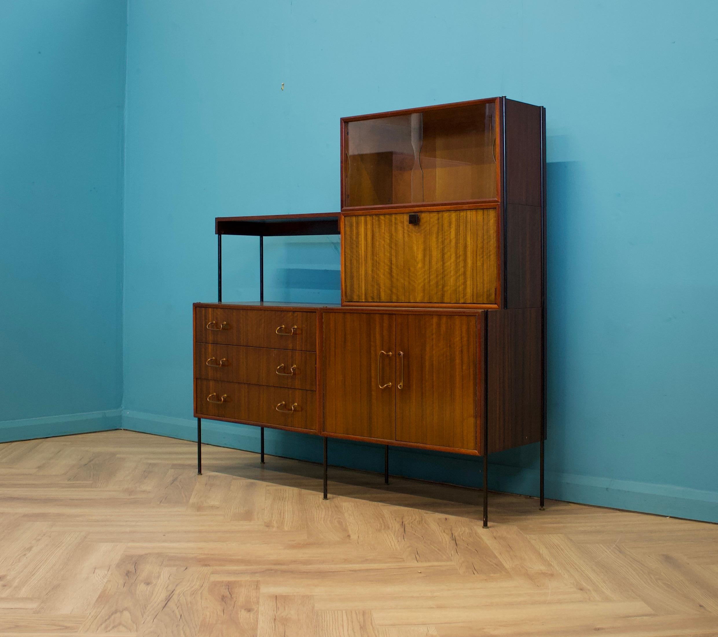 British Shelving Unit Desk in Teak and Walnut from Vanson, 1950s For Sale