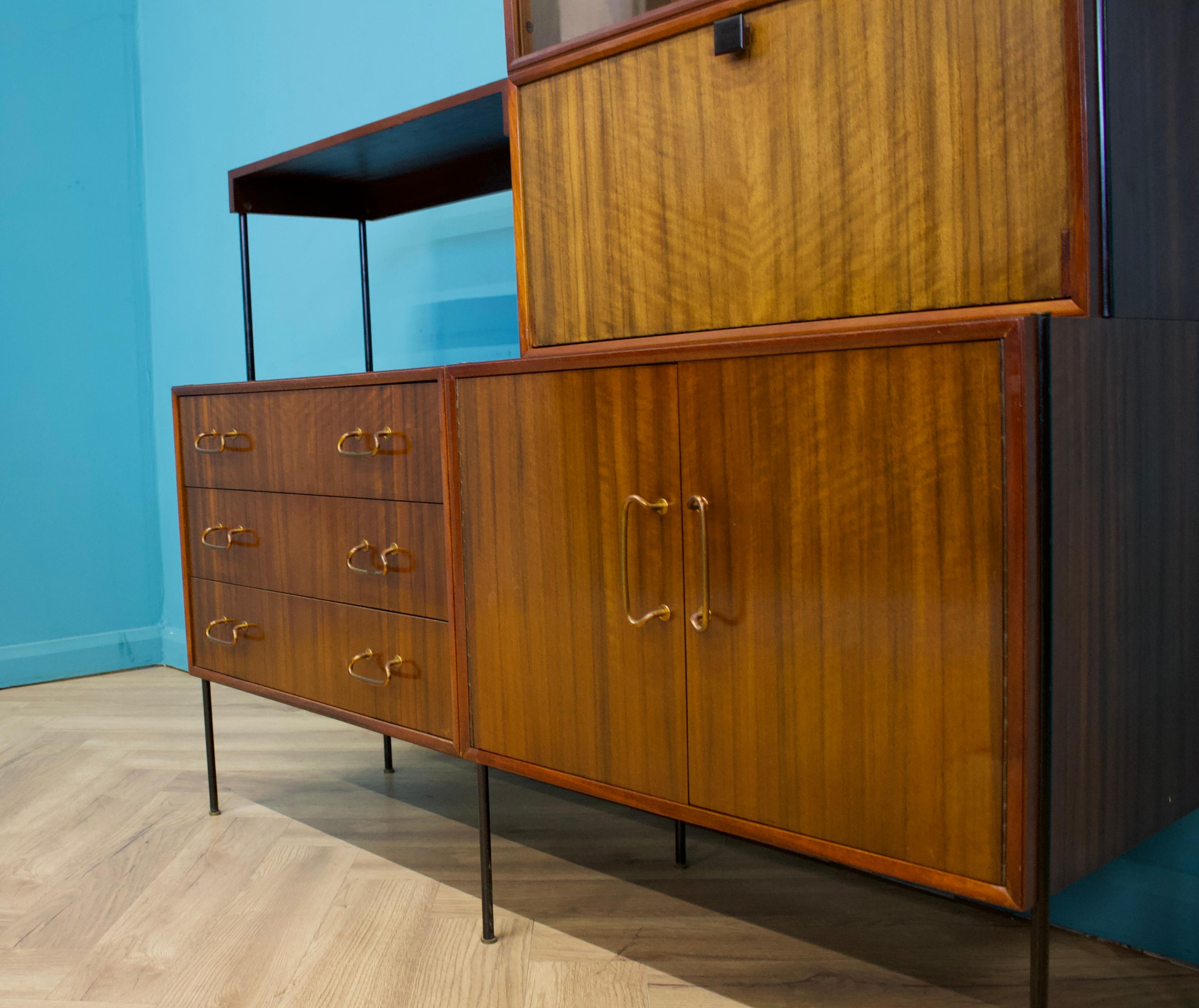 Veneer Shelving Unit Desk in Teak and Walnut from Vanson, 1950s For Sale