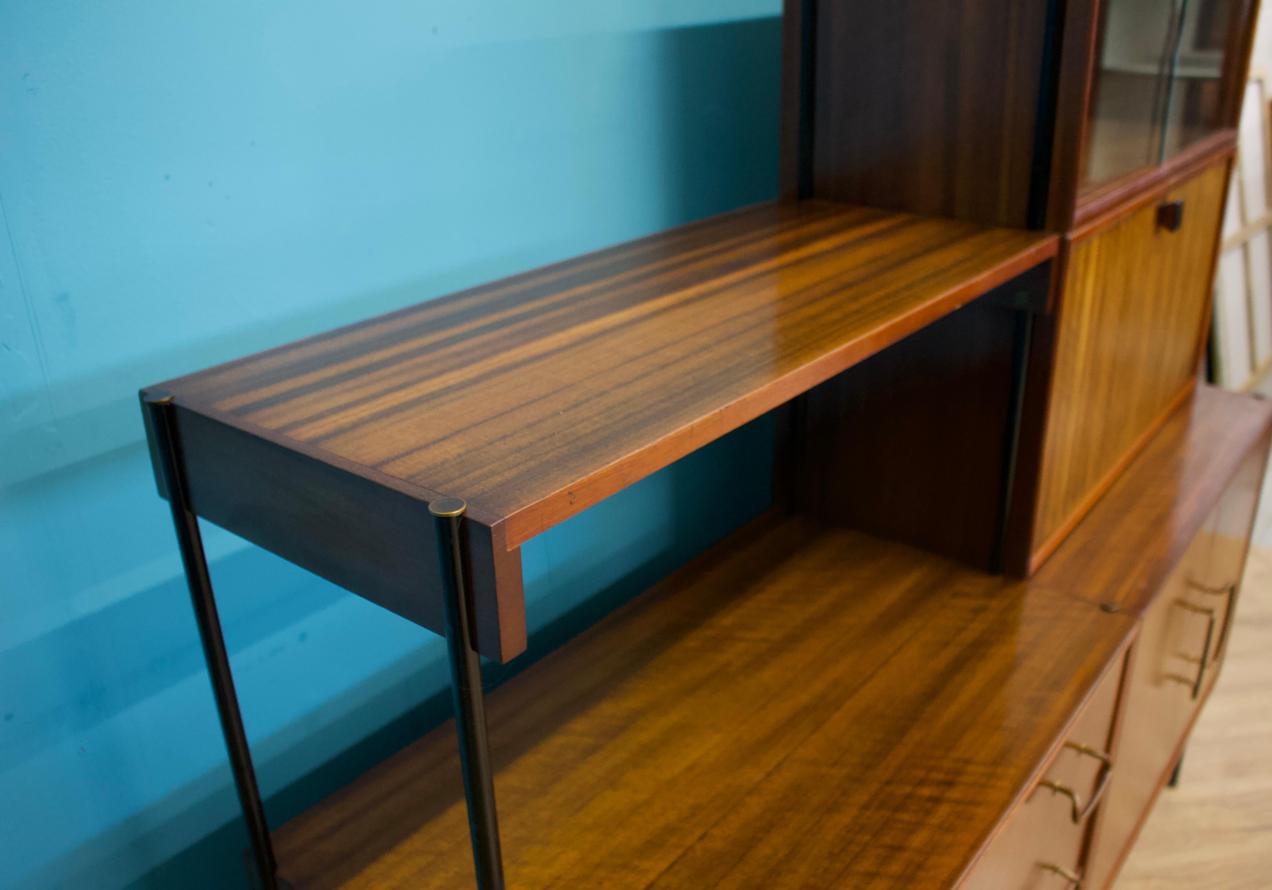 20th Century Shelving Unit Desk in Teak and Walnut from Vanson, 1950s For Sale