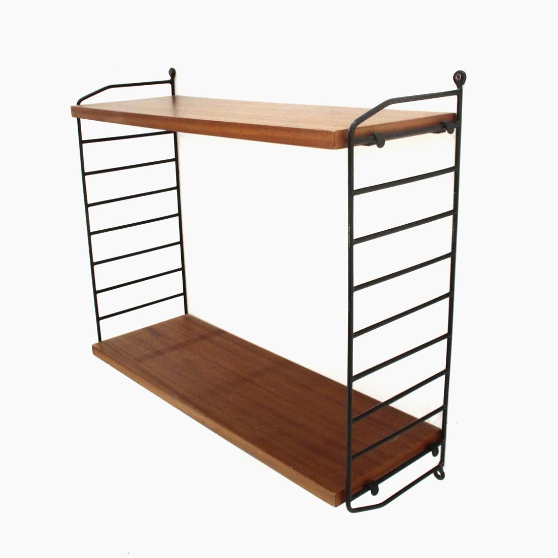 Mid-Century Modern Shelving-Unit in Teak and Black Metal, 1960s