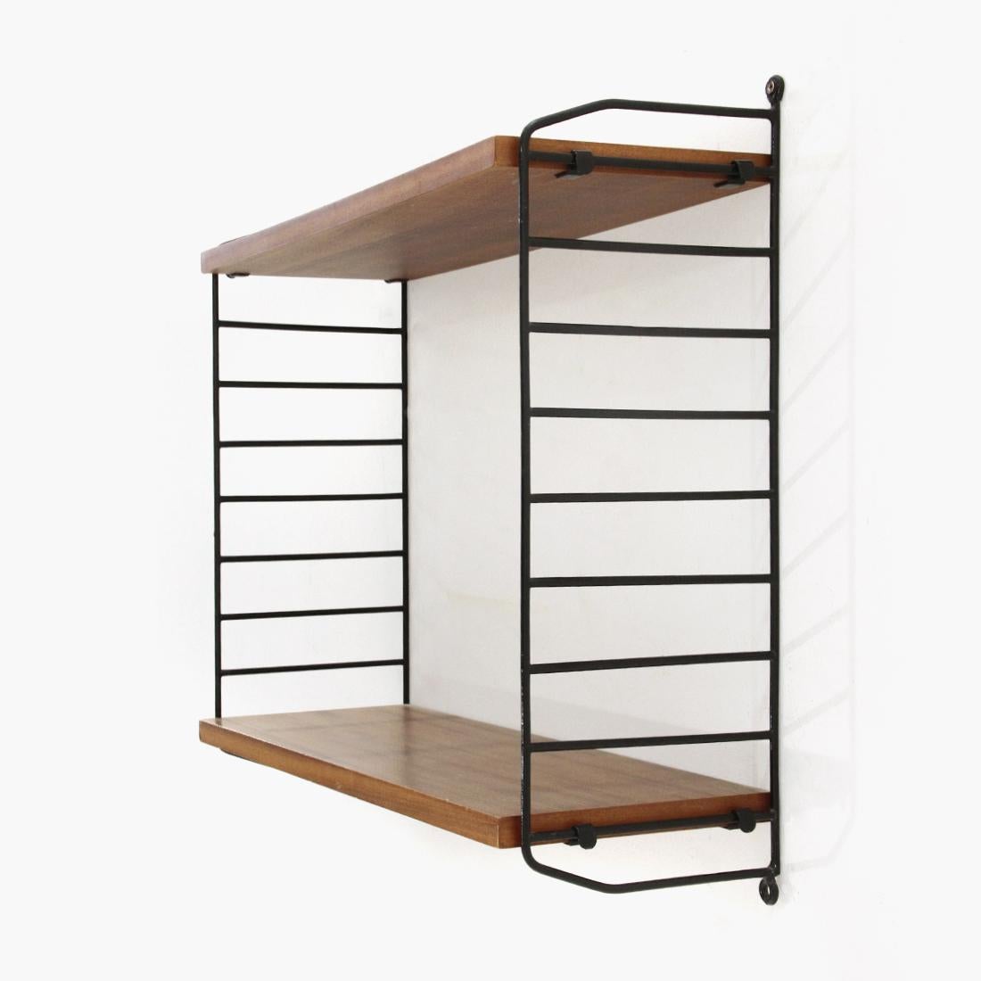 Italian Shelving-Unit in Teak and Black Metal, 1960s