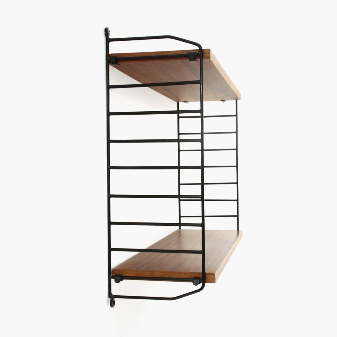 Shelving-Unit in Teak and Black Metal, 1960s In Good Condition In Savona, IT