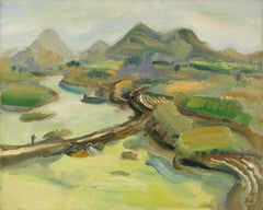 Sheng Hui Landscape Original Oil On Canvas "Mountains and Water I"