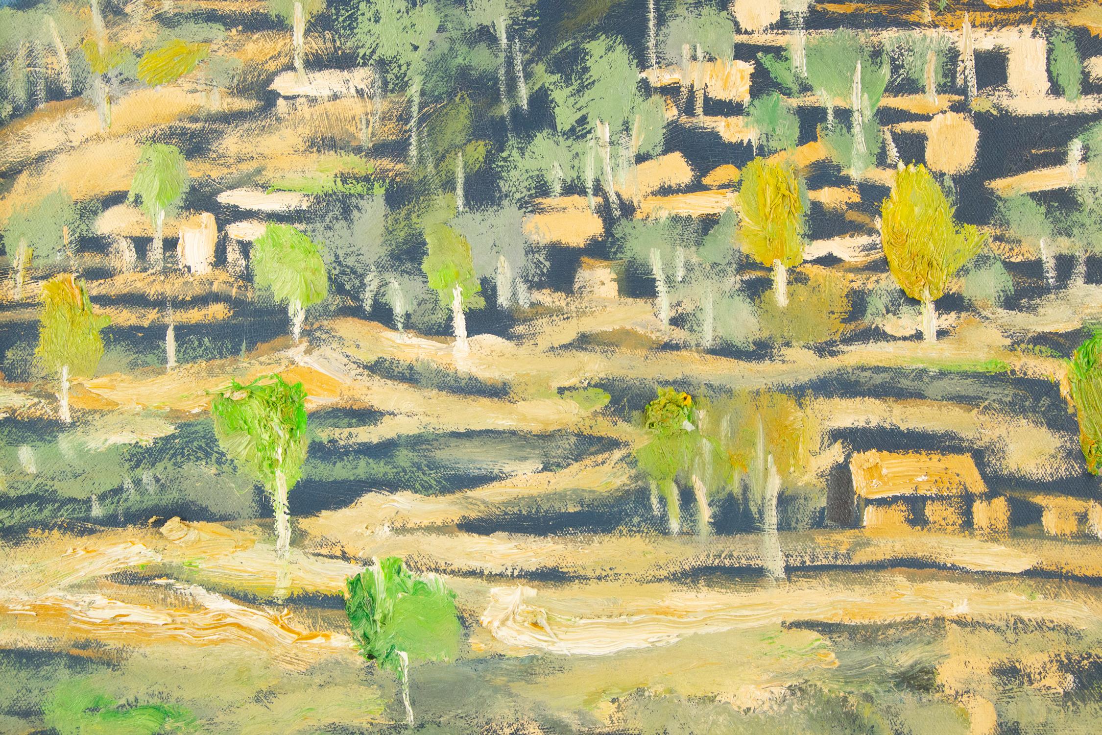 Huile sur toile originale « Scene of Countryside » (Scenery of Countryside), paysage de Sheng Hui en vente 2