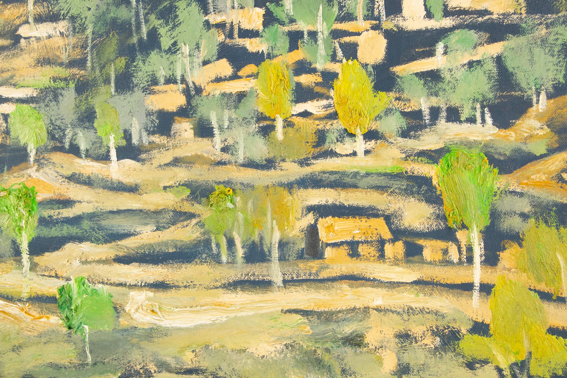 Huile sur toile originale « Scene of Countryside » (Scenery of Countryside), paysage de Sheng Hui en vente 4