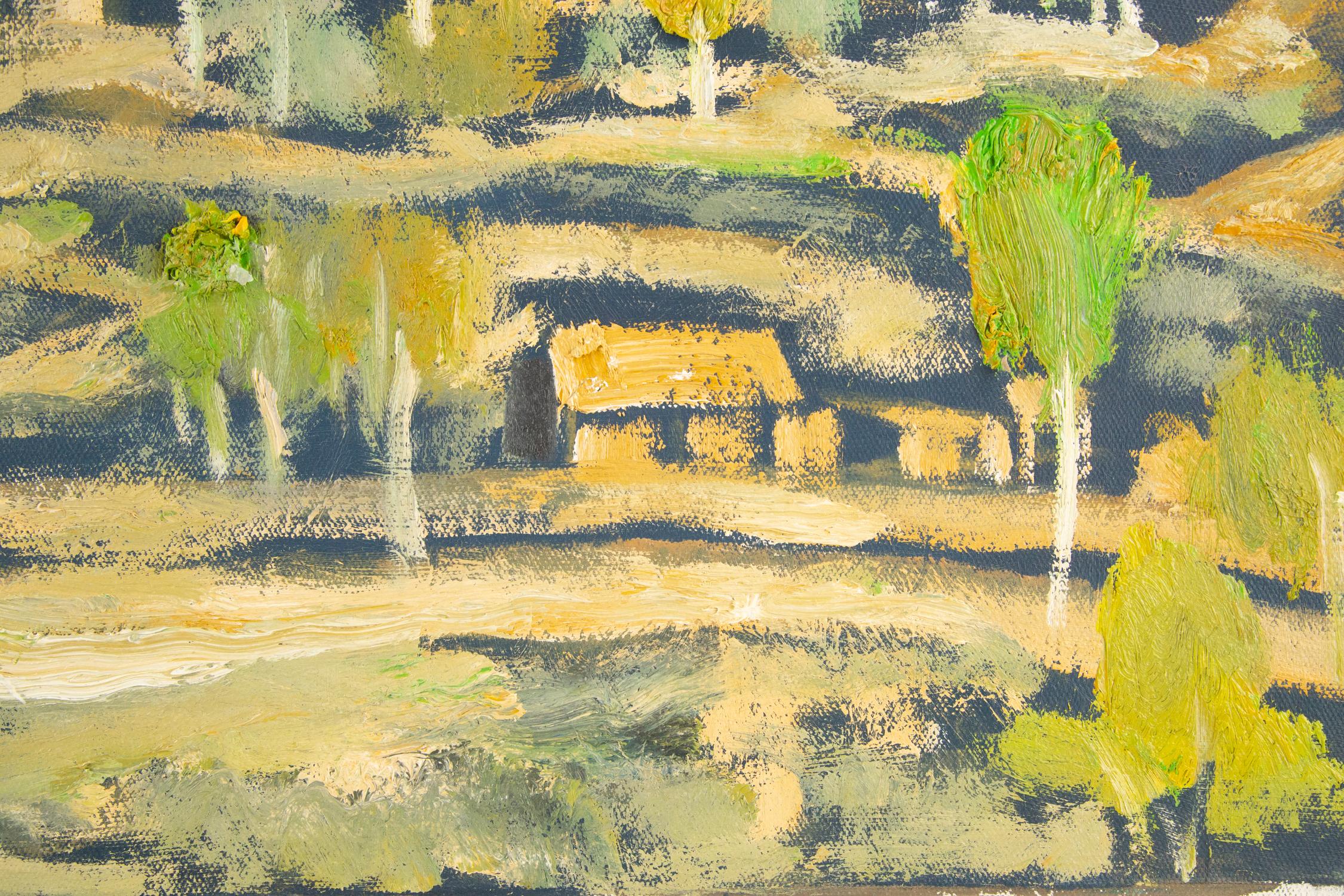 Huile sur toile originale « Scene of Countryside » (Scenery of Countryside), paysage de Sheng Hui en vente 5