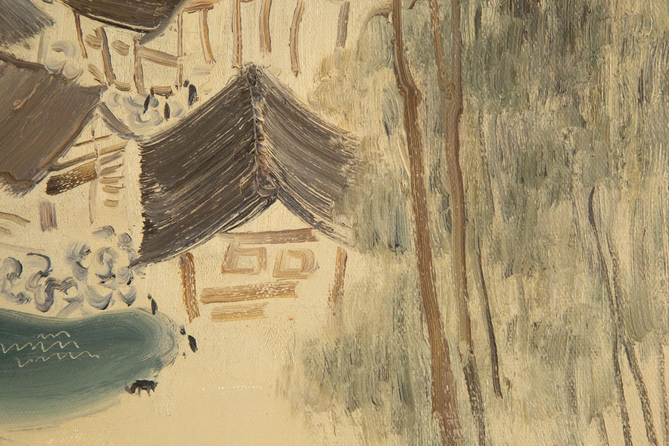 Sheng Hui Landschaft, Original, Ölgemälde auf Leinwand, „Village“ im Angebot 4