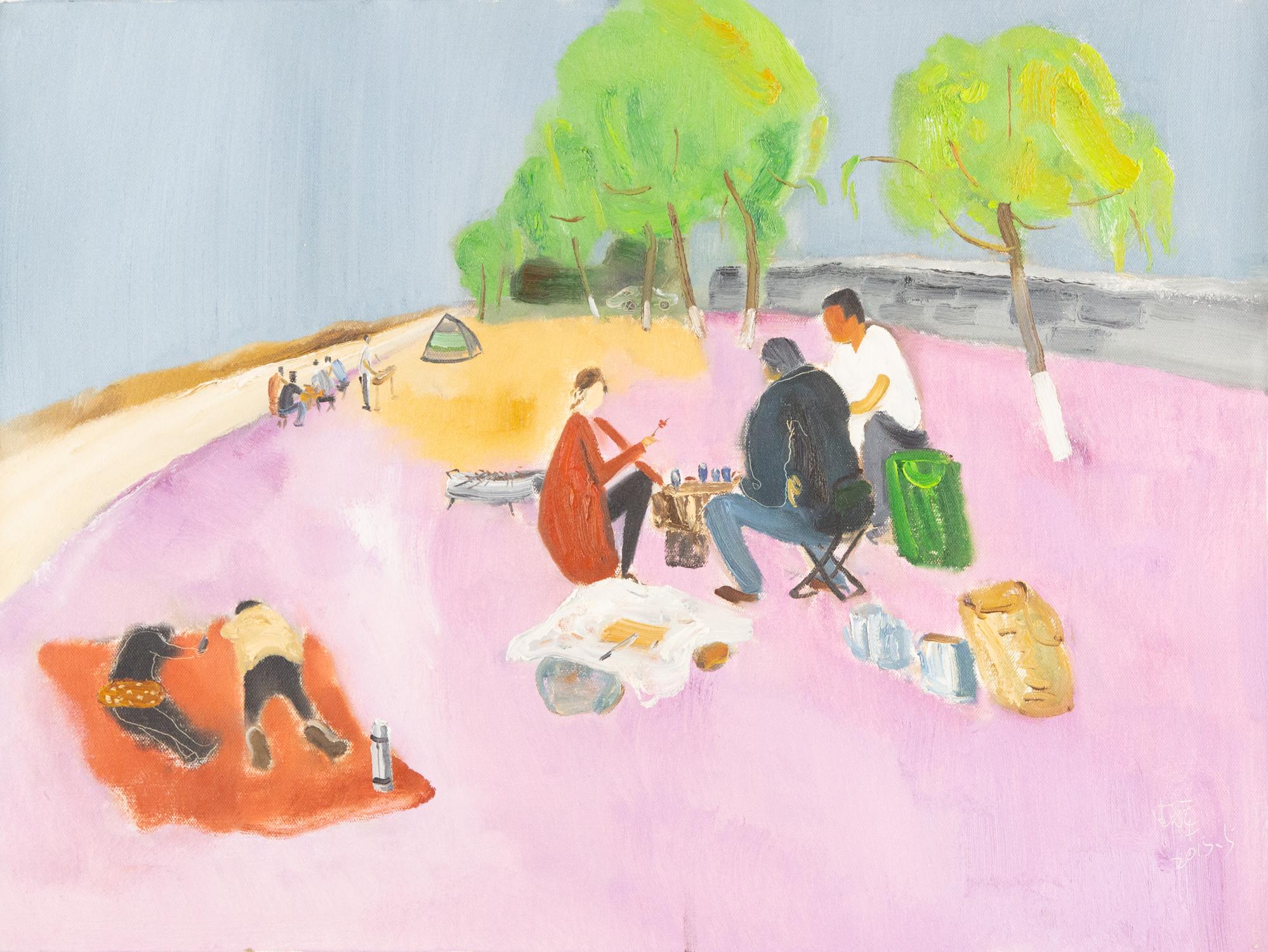Title: Picnic Day In Park
Medium: Oil on canvas
Size: 23 x 31 inches
Frame: Framing options available!
Condition: The painting appears to be in excellent condition.
Note: This painting is unstretched
Year: 2015
Artist: Sheng Hui
Signature: