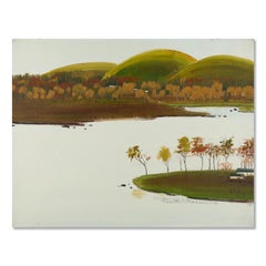 Shenglu Wang Impressionist Original Oil Painting "Mountain And River II"