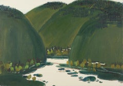 Shenglu Wang Impressionist Original Oil Painting "River And Mountain"
