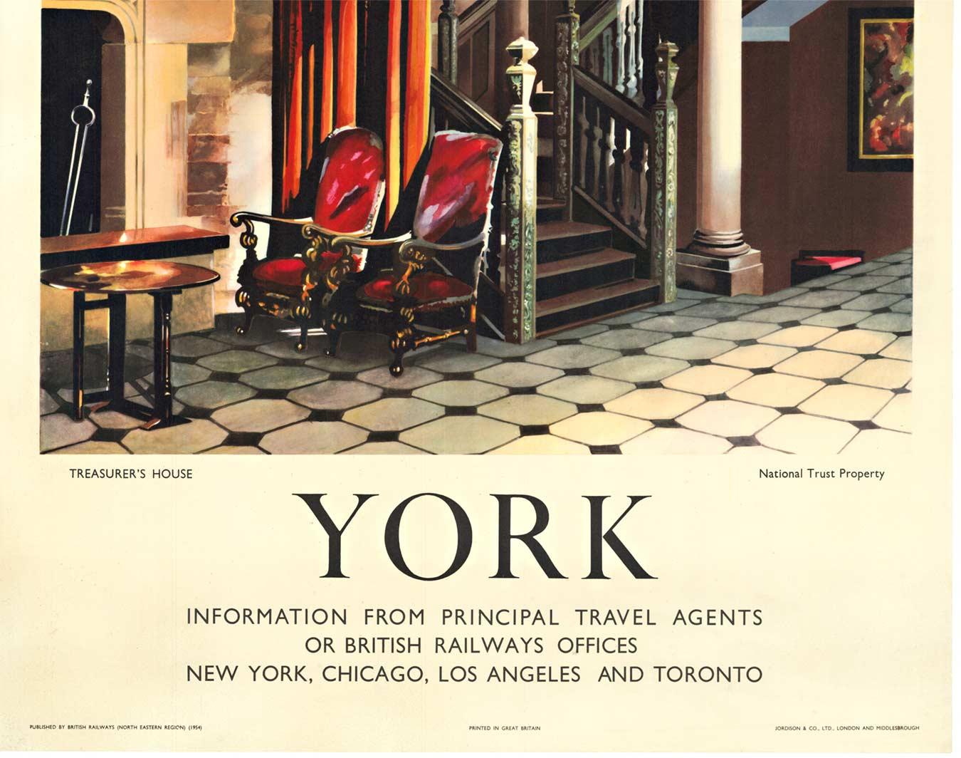 Original York Treasurer's House vintage British Railways poster - American Realist Print by Shep