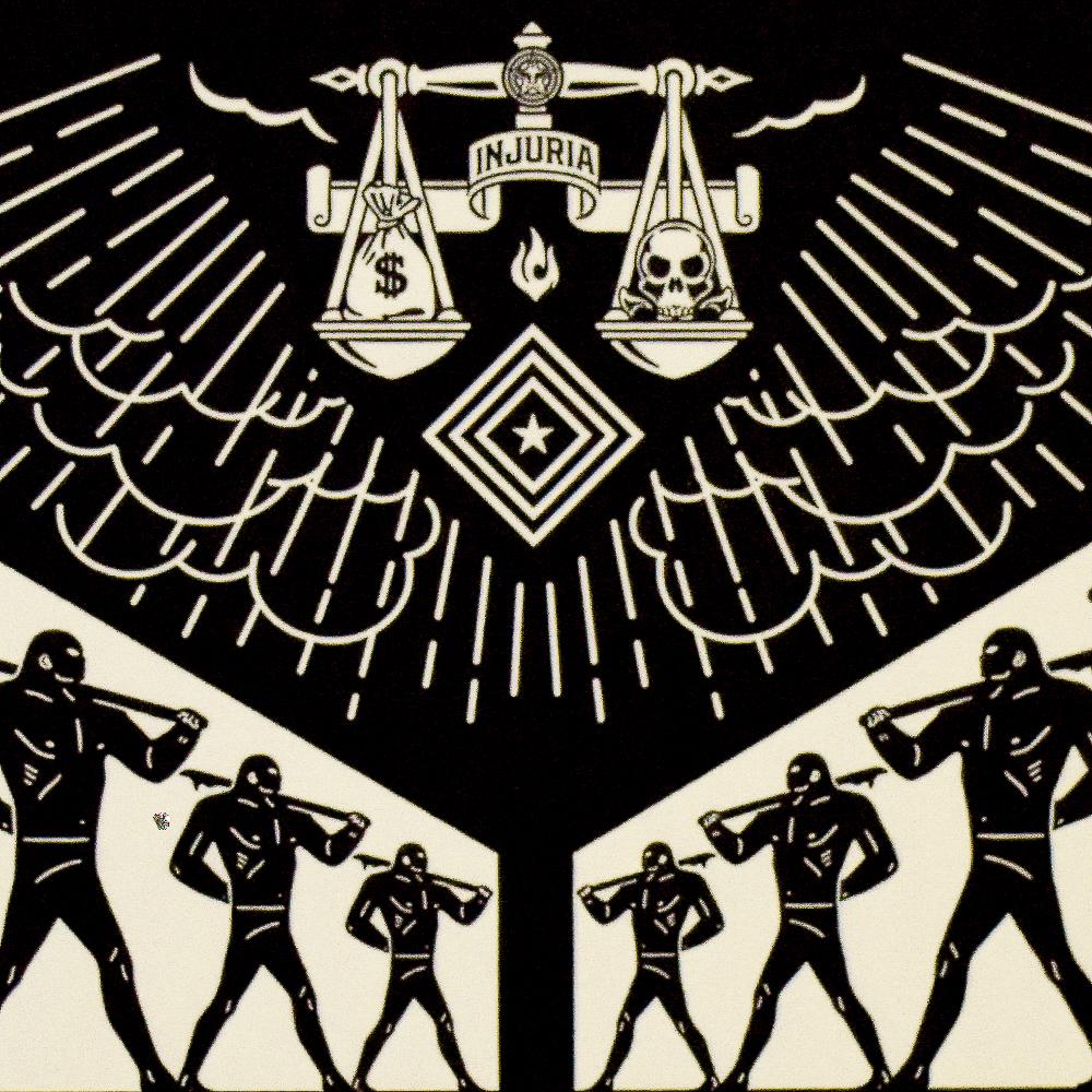 Incredible collaboration print by Shepard Fairey and Cleon Peterson beautifully combining the two artists' distinctive styles.
Limited edition of only 300.
This image was first painted as a giant mural by the duo in the Miami Art District in